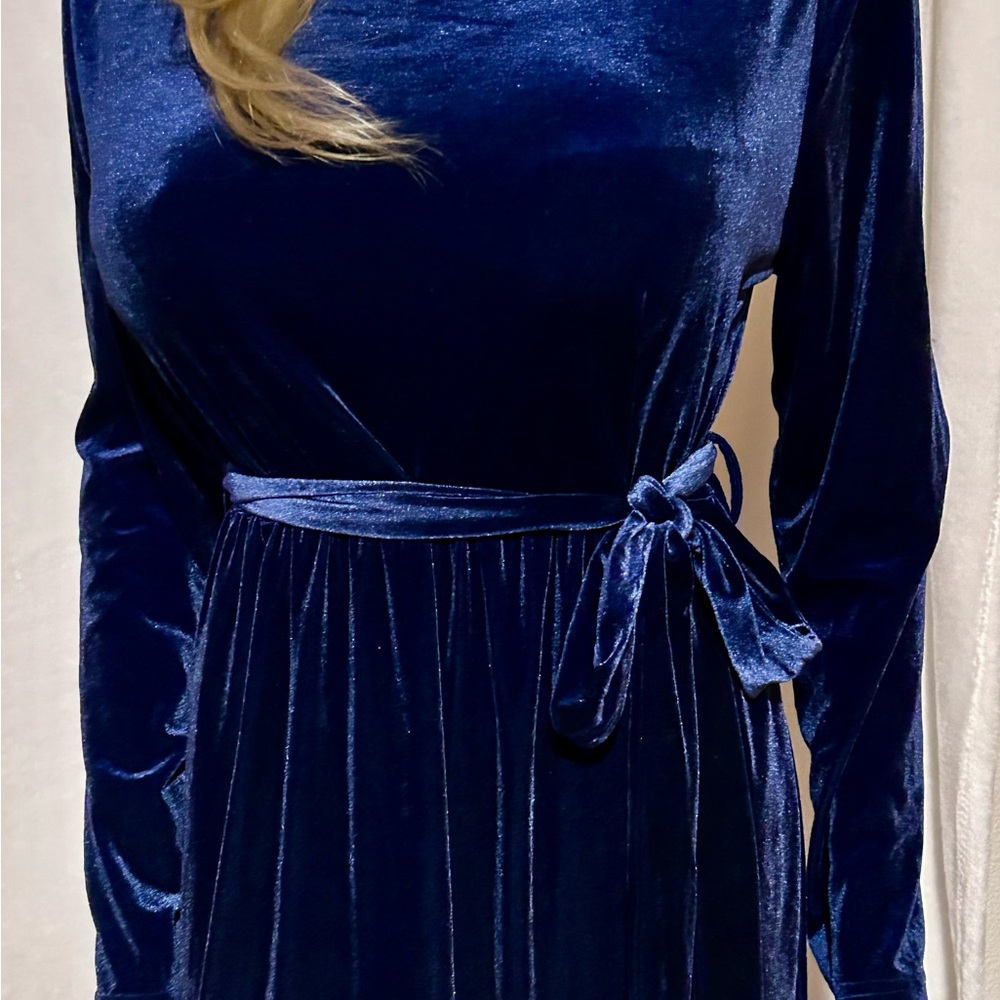 Elegant Blue Velvet Dress